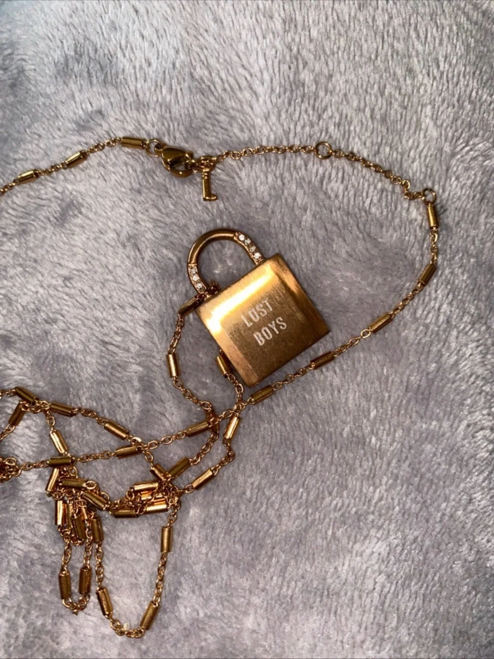 KEEP Collective Lost Boys Lock Pendant Long Necklace Rose‎ Gold Bronze Color